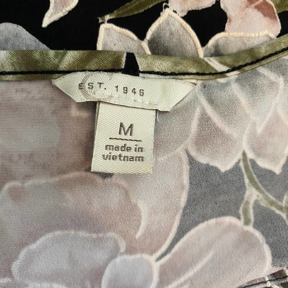 C Est. 1946 Stretch Square Neck Flower Print Casual Long Sleeve Blouse Sz M - Picture 6 of 8